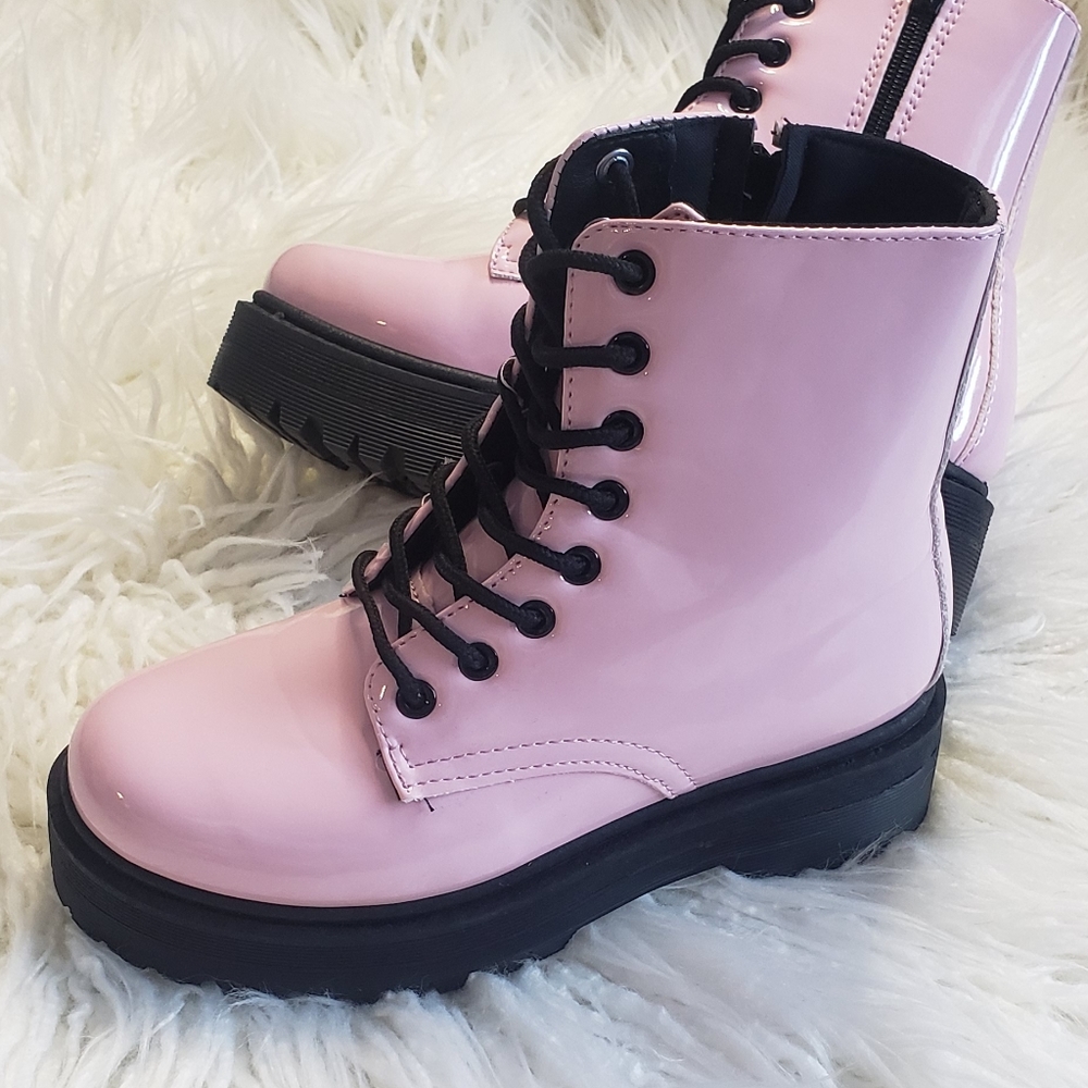 Chunky patent booties